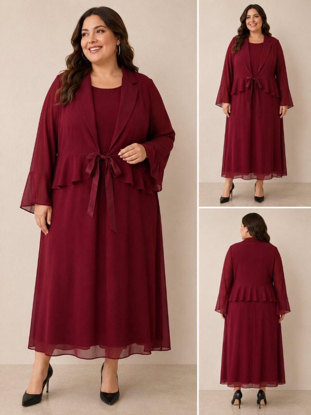 Elegant Red Women's Dress with Jacket